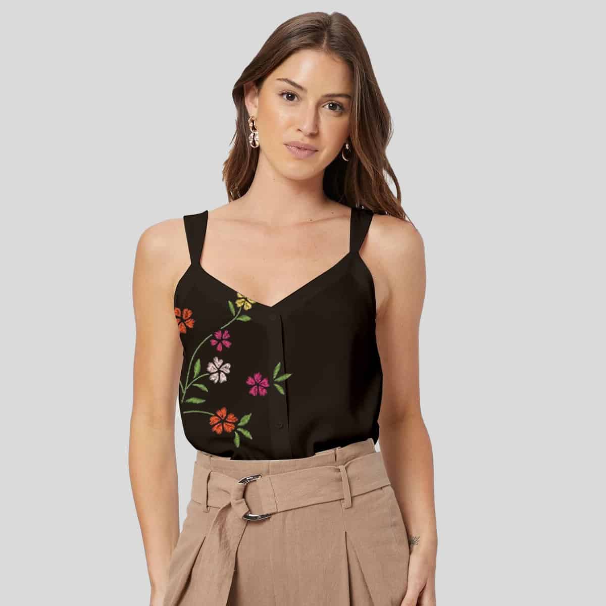 Black Sleeveless Top-RCT070