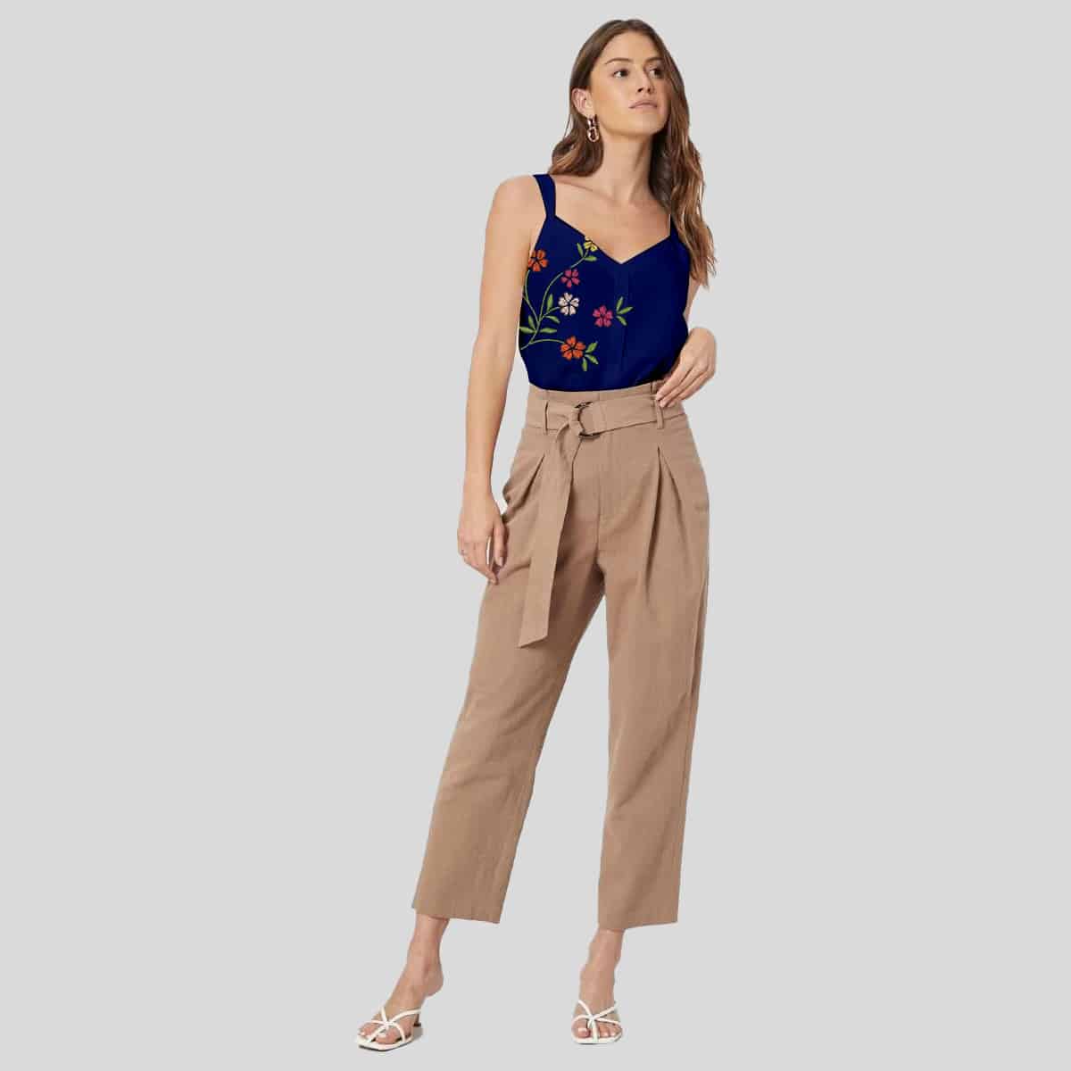 Navy Blue Sleeveless Top-RCT071