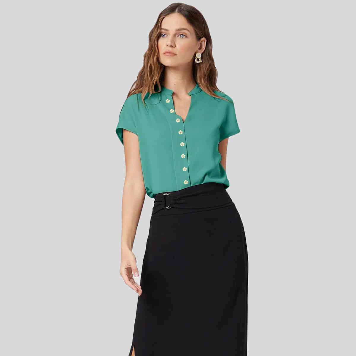 Butterfly Blue Straight Batwing Sleeve Top-RCT078