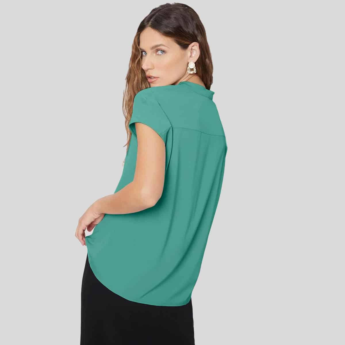 Butterfly Blue Straight Batwing Sleeve Top-RCT078