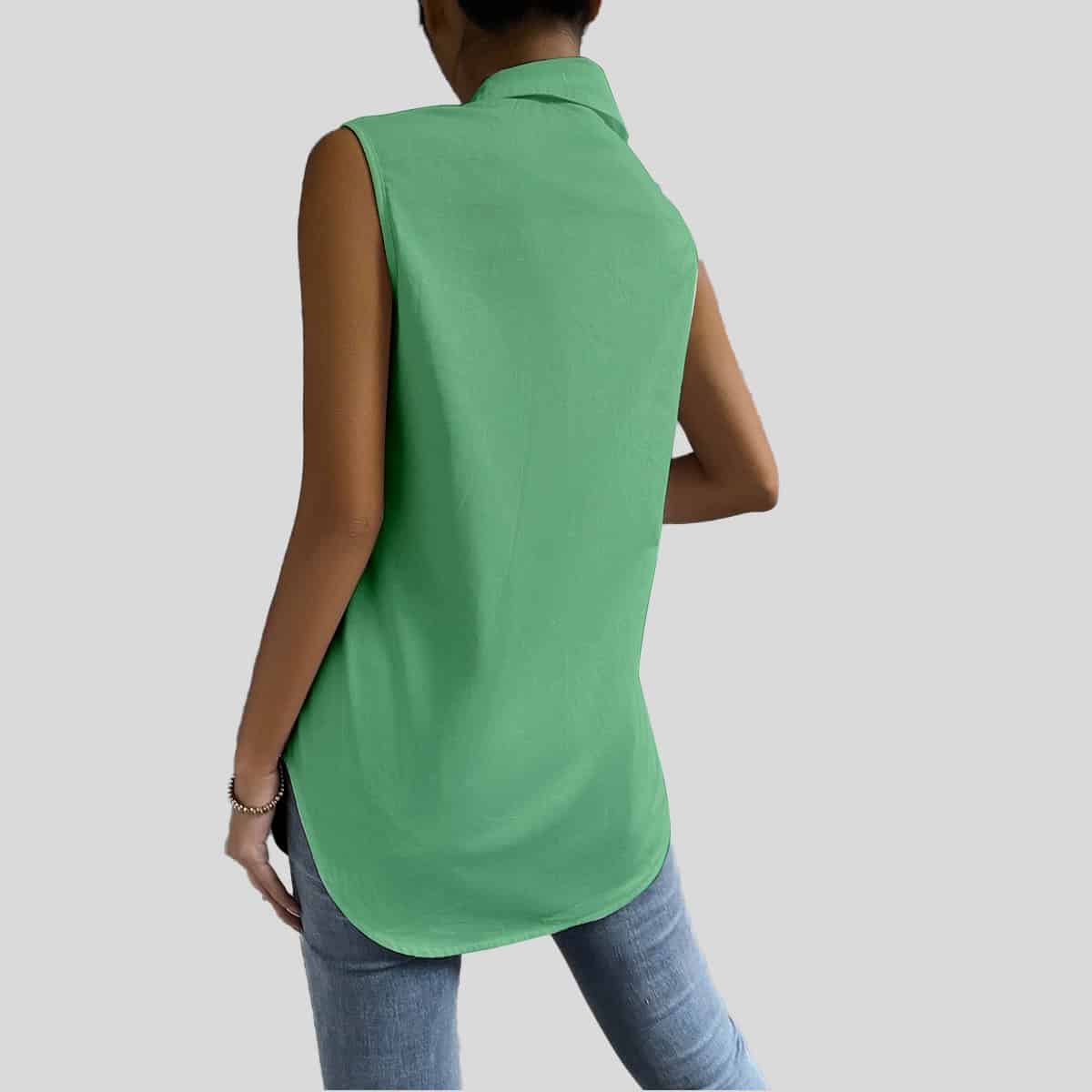 Flap Pocket Sleeveless Top-RCT110