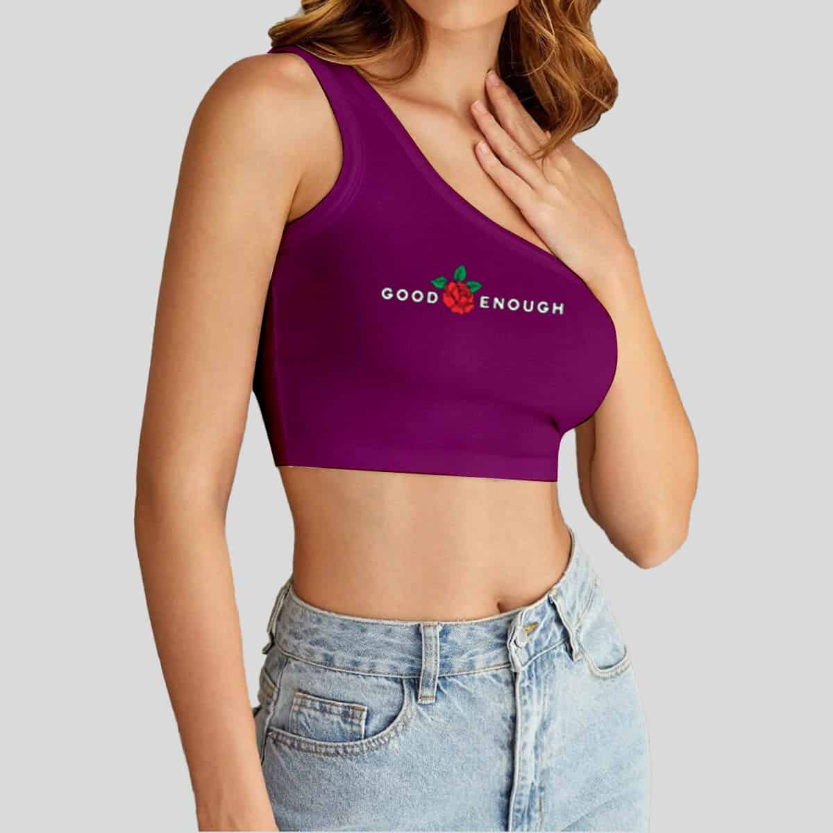 Purple One Shoulder Crop Top-RCT119