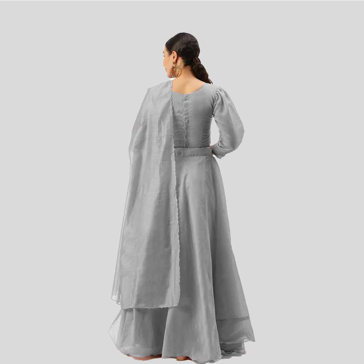 Grey Chanderi Silk Trendy Designer Lehenga Choli for Ceremonial-REL001