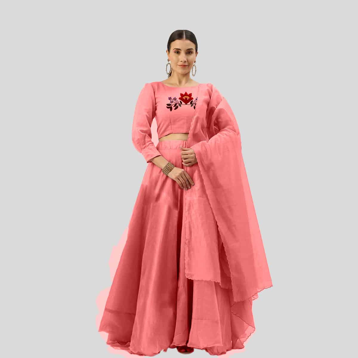 Baby Pink Chanderi Silk Trendy Designer Lehenga Choli for Ceremonial-REL002
