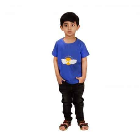 Boys Printed Cotton Blend T Shirt (Blue, Pack of 1) - RKFC70