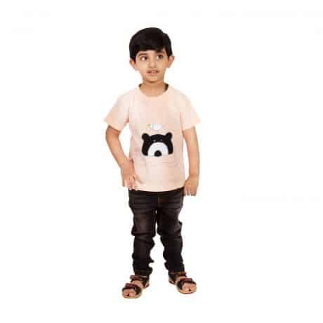 Boys Embroidered Cotton Blend T Shirt (Pink, Pack of 1) - RKFC63