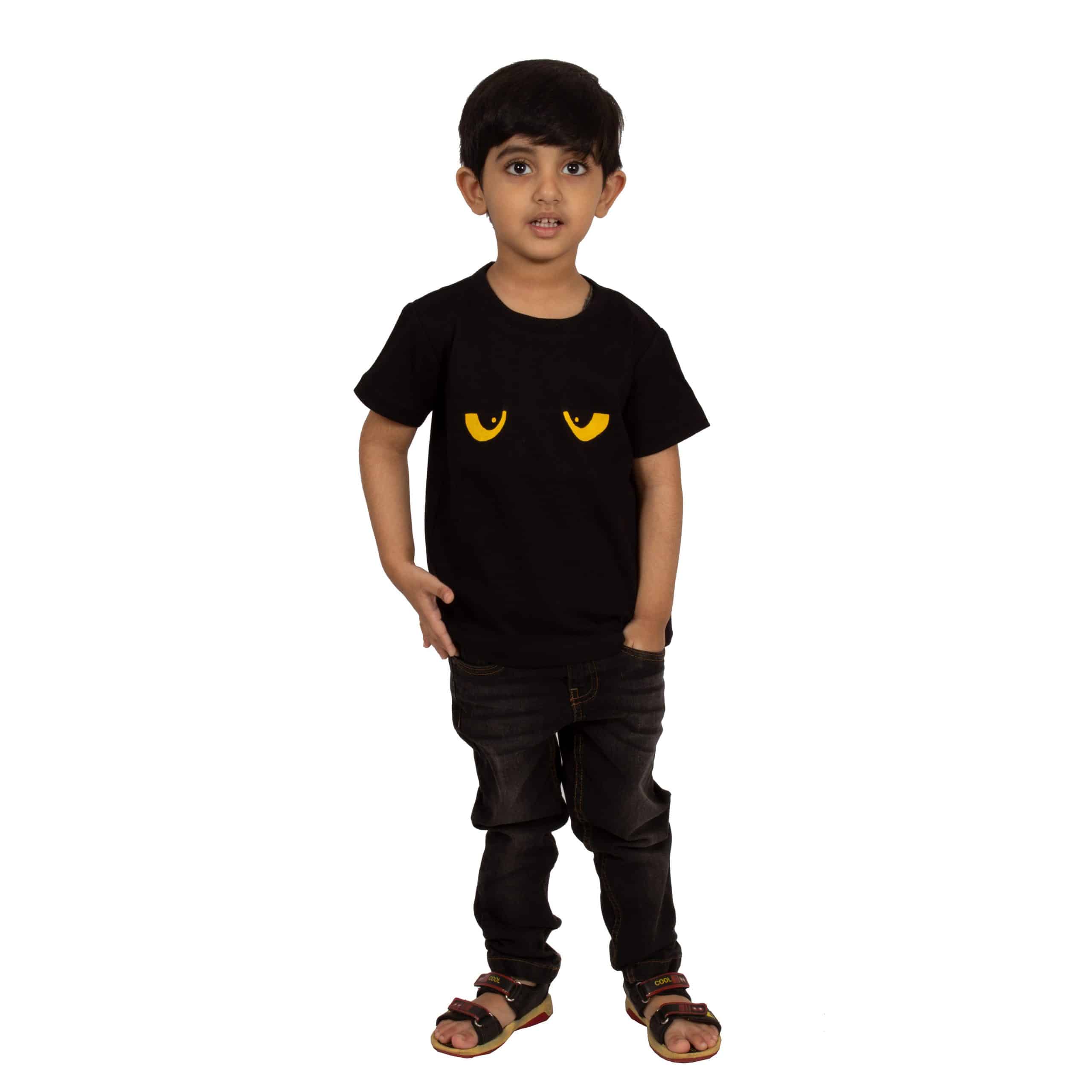 Boys Solid Cotton Blend T Shirt  (Black, Pack of 1) - RKFC72
