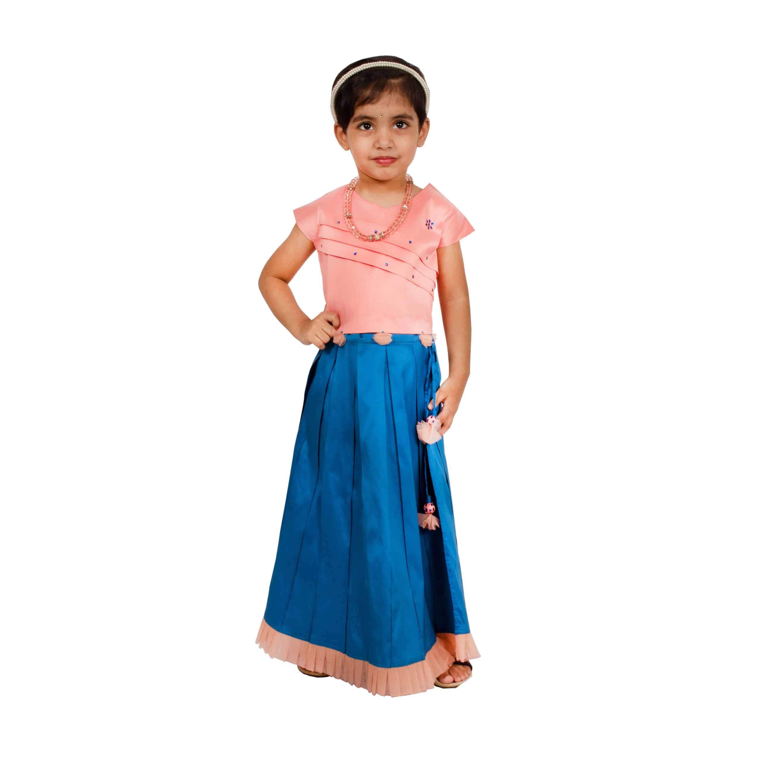 Girls Lehenga Choli Ethnic Wear Self Design Lehenga Choli  (Multicolor, Pack of 1) - RKFCW-271