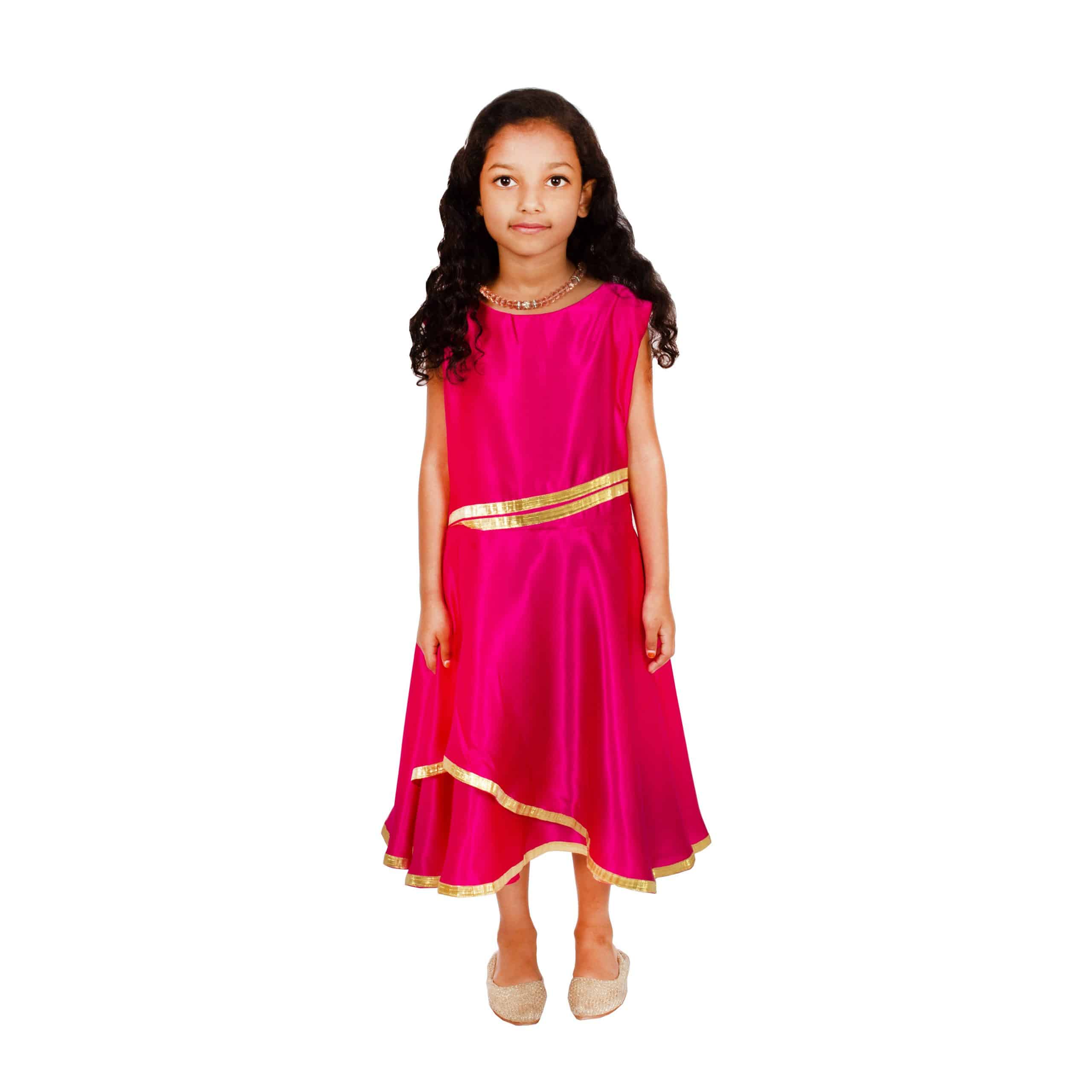 Girls Below Knee Casual Dress  (Pink, Sleeveless) - RKFCW47