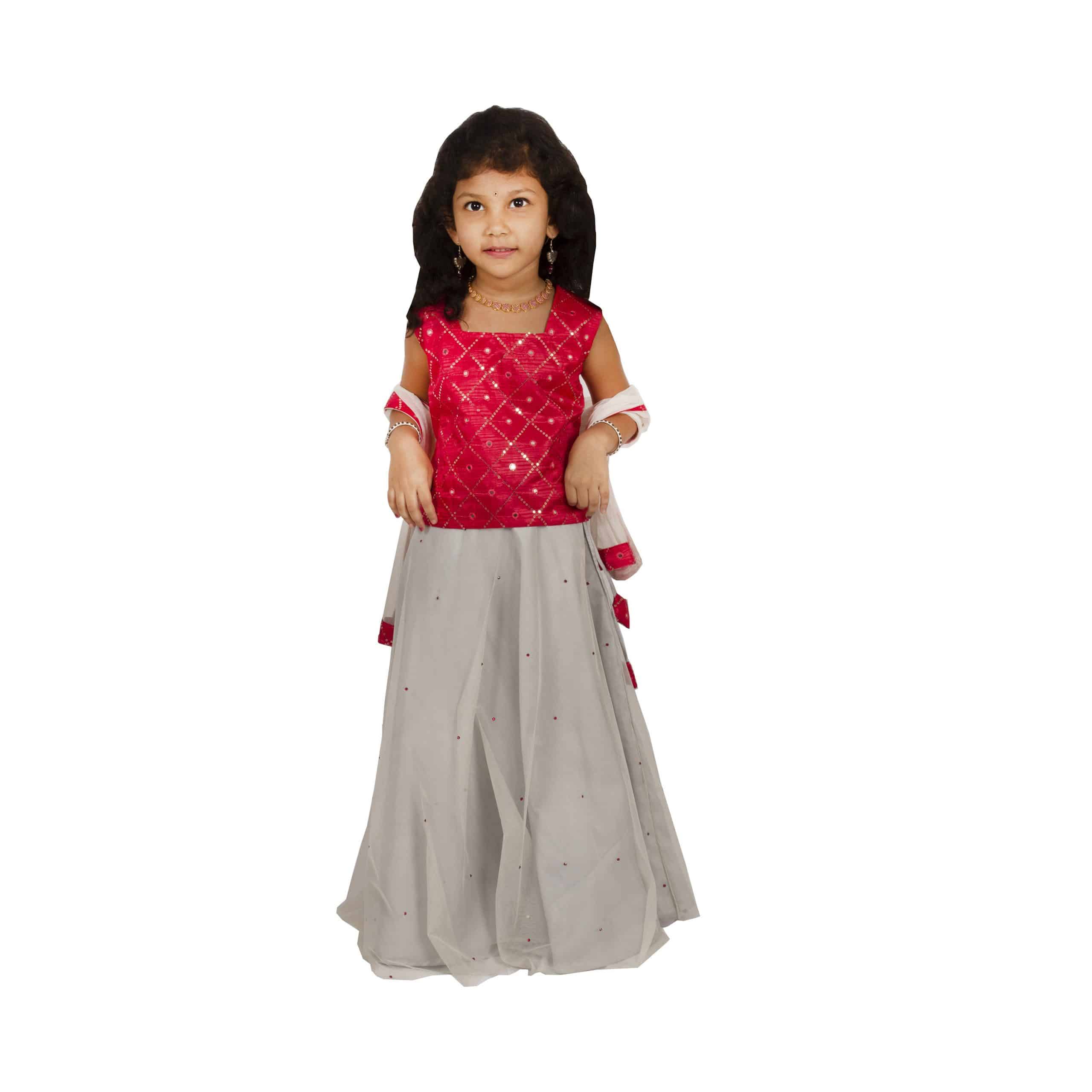 Girls Lehenga Choli Ethnic Wear Self Design Lehenga Choli  (Multicolor, Pack of 1) - RKFC64