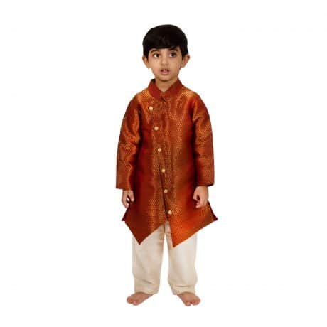 Boys Festive & Party Kurta & Waistcoat Set  (Brown Pack of 1) - RKFCW72-1-2