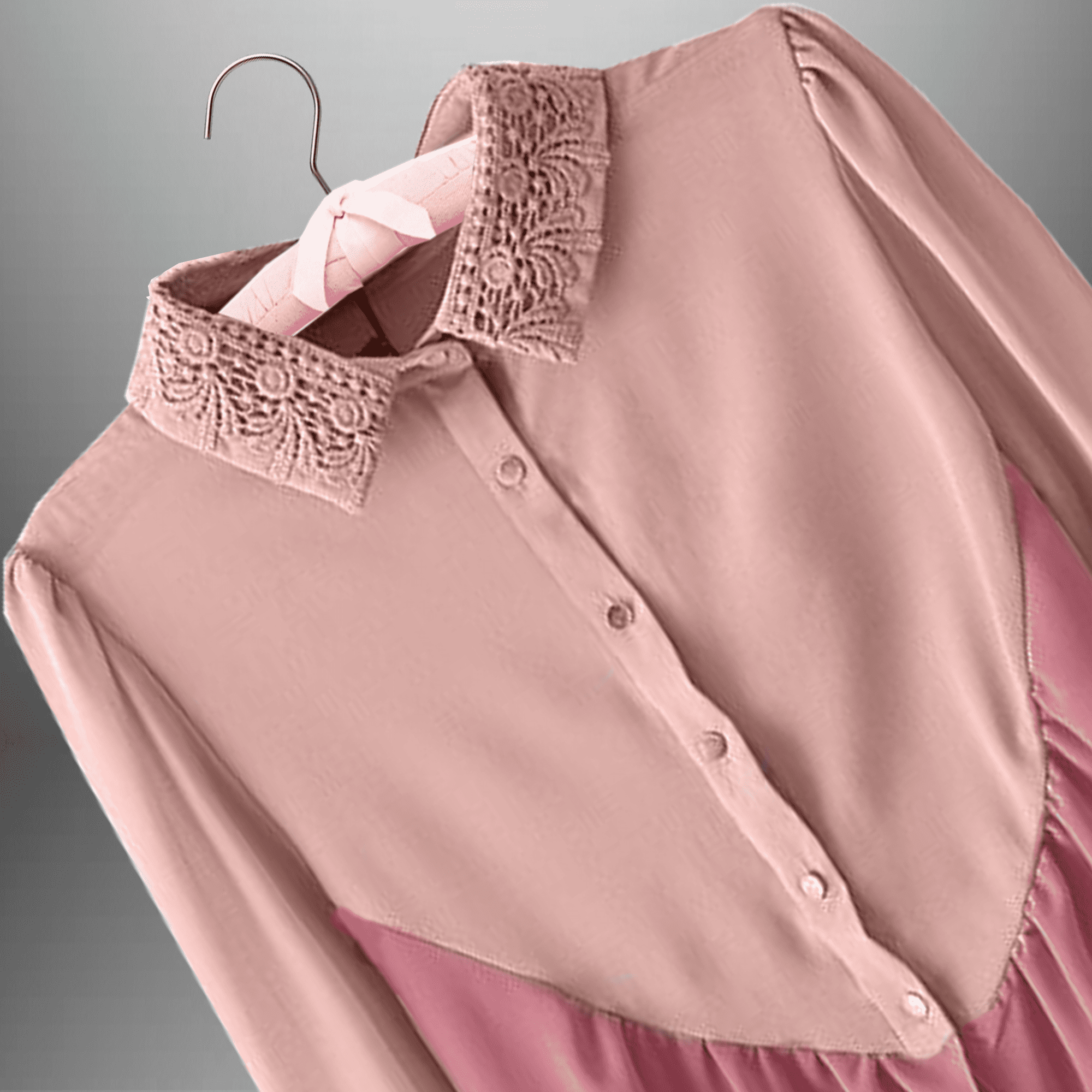 Women's Lace Collar Top with Sleeve Shirred Cuff-RET100