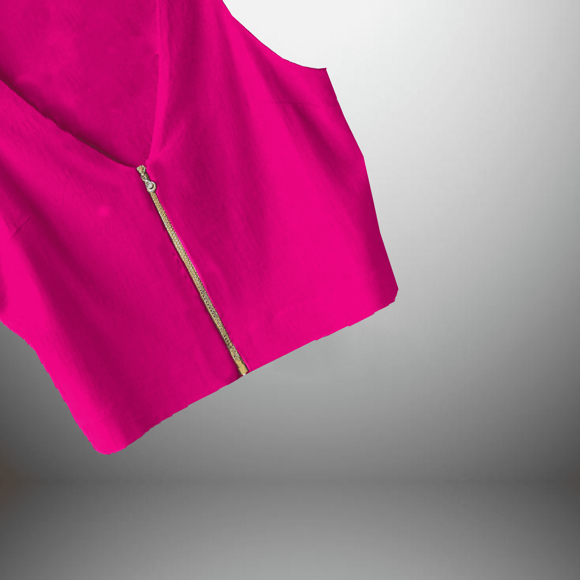 Sleeveless V Neck Hot Pink Crop Top with Front Zipper-RCT134