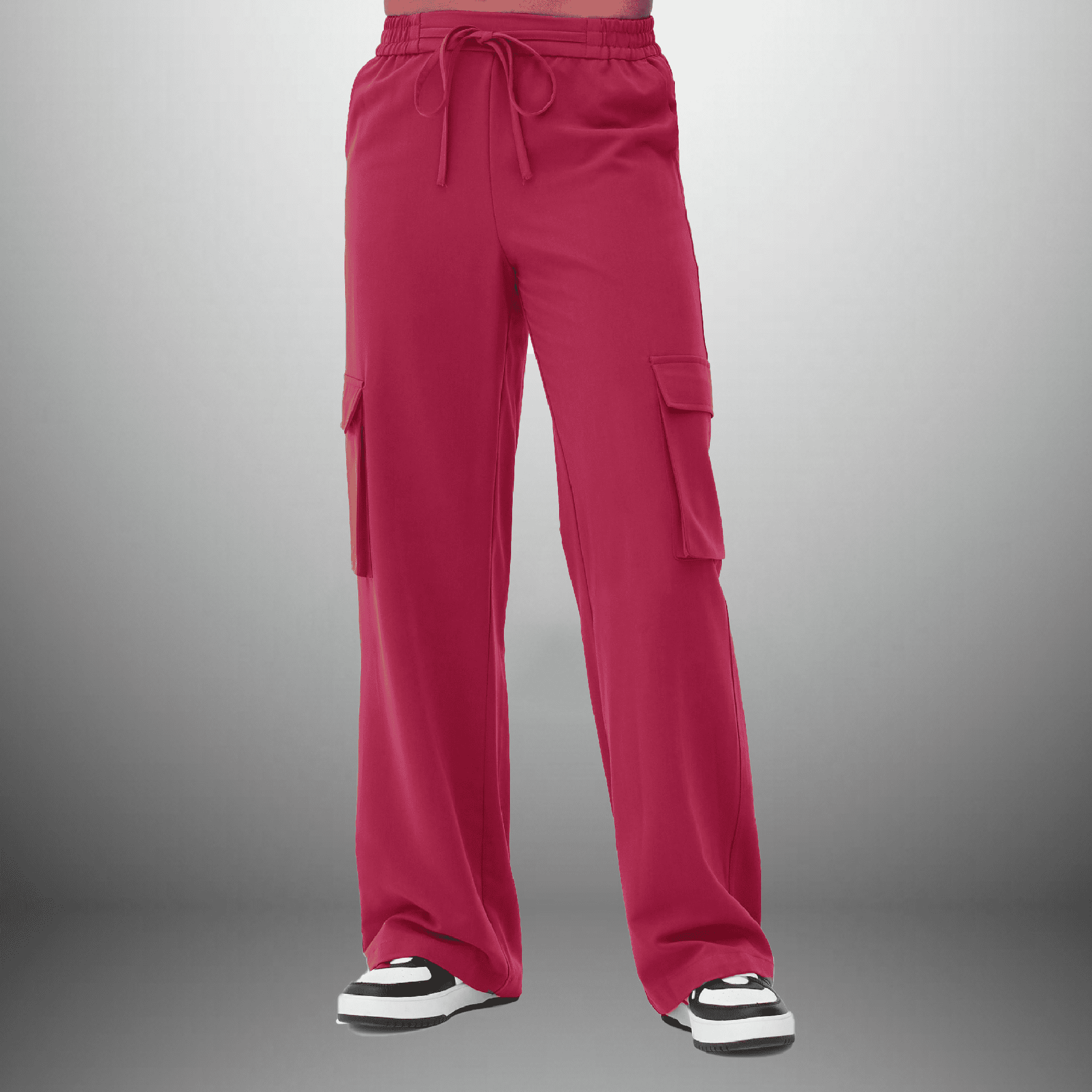 Women Regular Fit Pink Cargo Trousers-RCP021