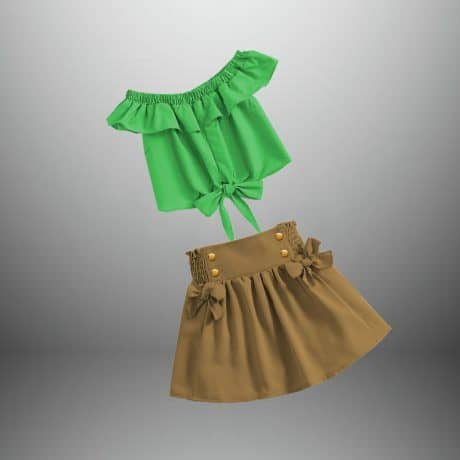 2 Piece set for girls off shoulder top with a skirt-RKFCW389
