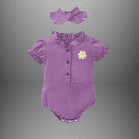 Baby girl's purple romper with a free hairband-RKFCTT069