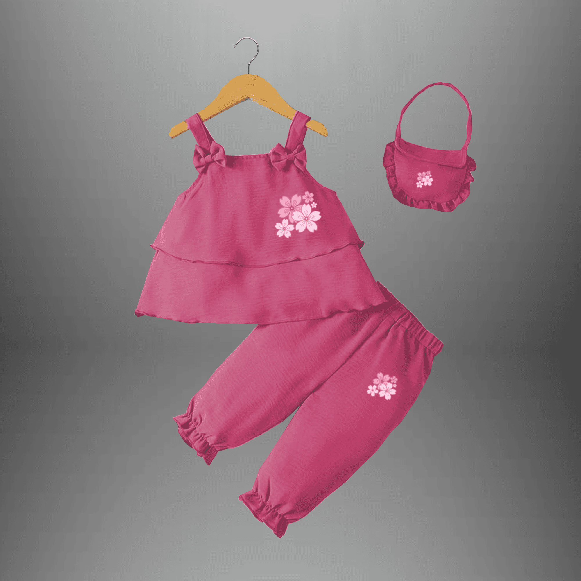Girl's Top and bottom with a free hand bag -RKFCW396