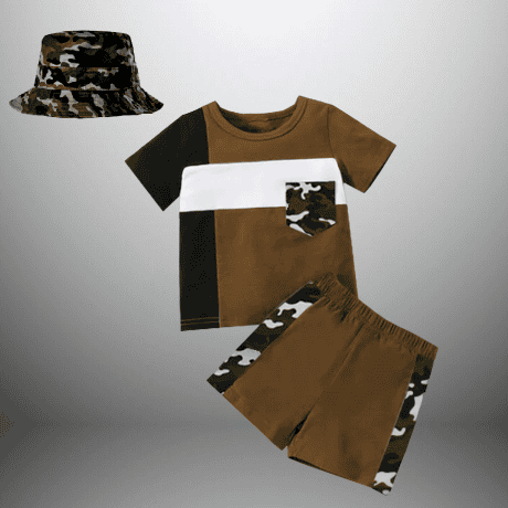 Boy's color blocked 2 piece set with a pocket-RKFCW406
