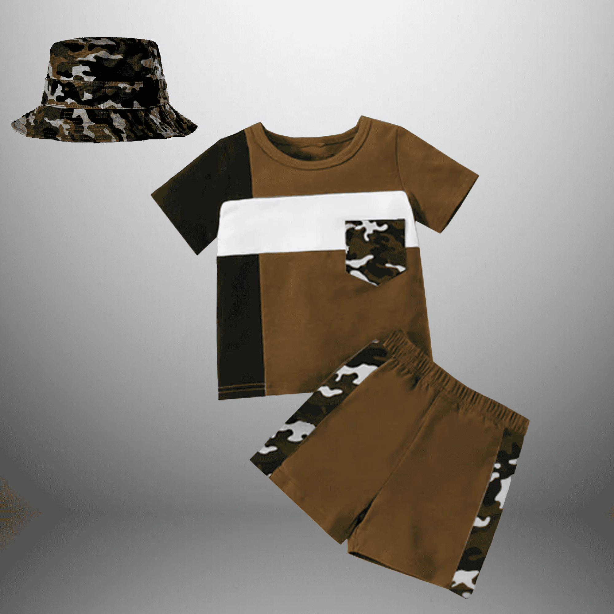 Boy's color blocked 2 piece set with a pocket-RKFCW406