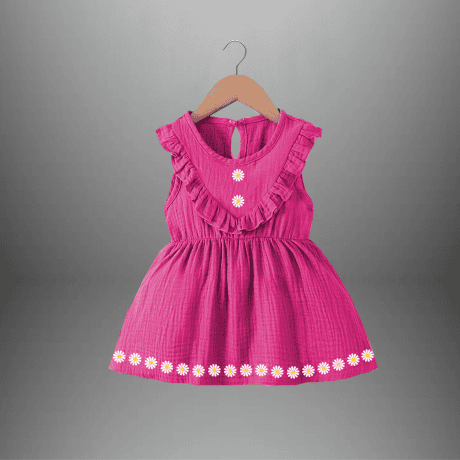 Girl's pink fit and flared dress-RKFCW409