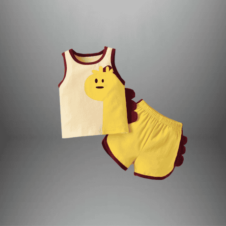 Toddlers shorts and sleeveless T-shirt with a patch work-RKFCTT074