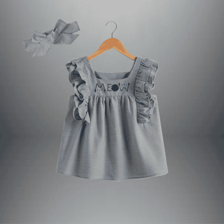Toddler's dress with fluttered sleeves and a free hairband-RKFCTT077