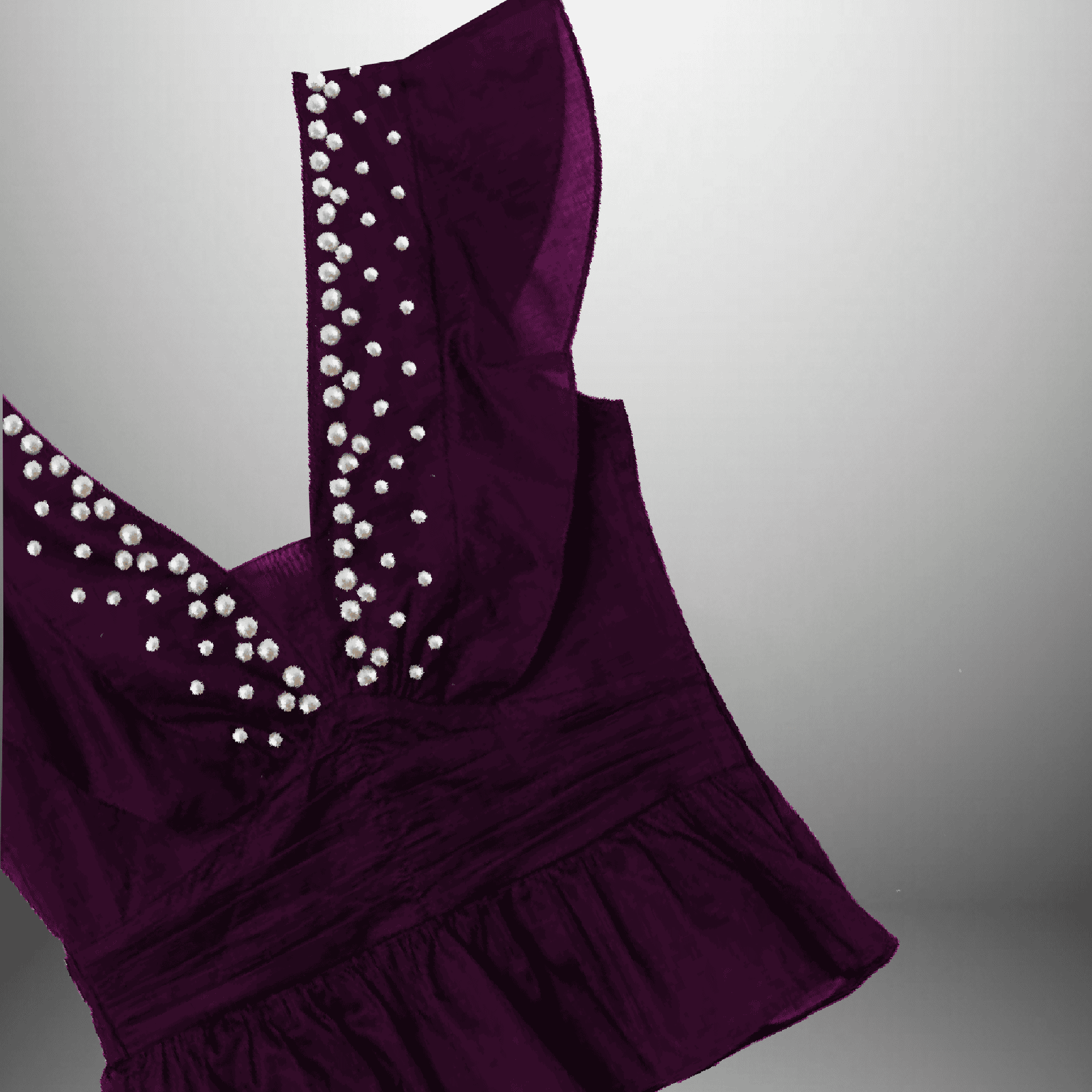 Purple top with Pearl embellishment and fluttered sleeves-RET111