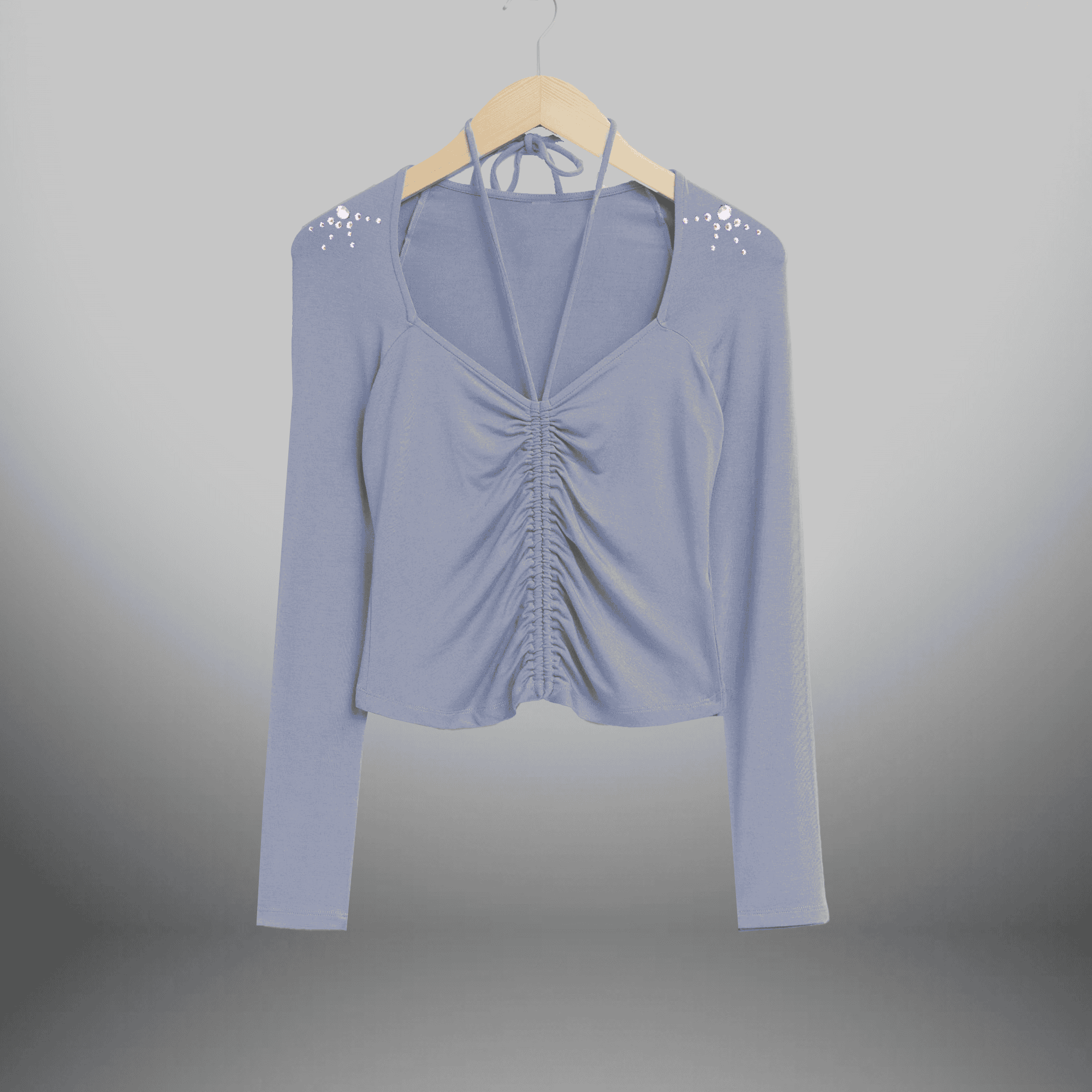 Women's tee stye top with Embellished shoulder-RCT139