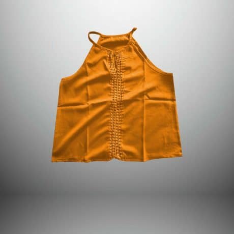 Yellow spaghetti top with lace-RET112
