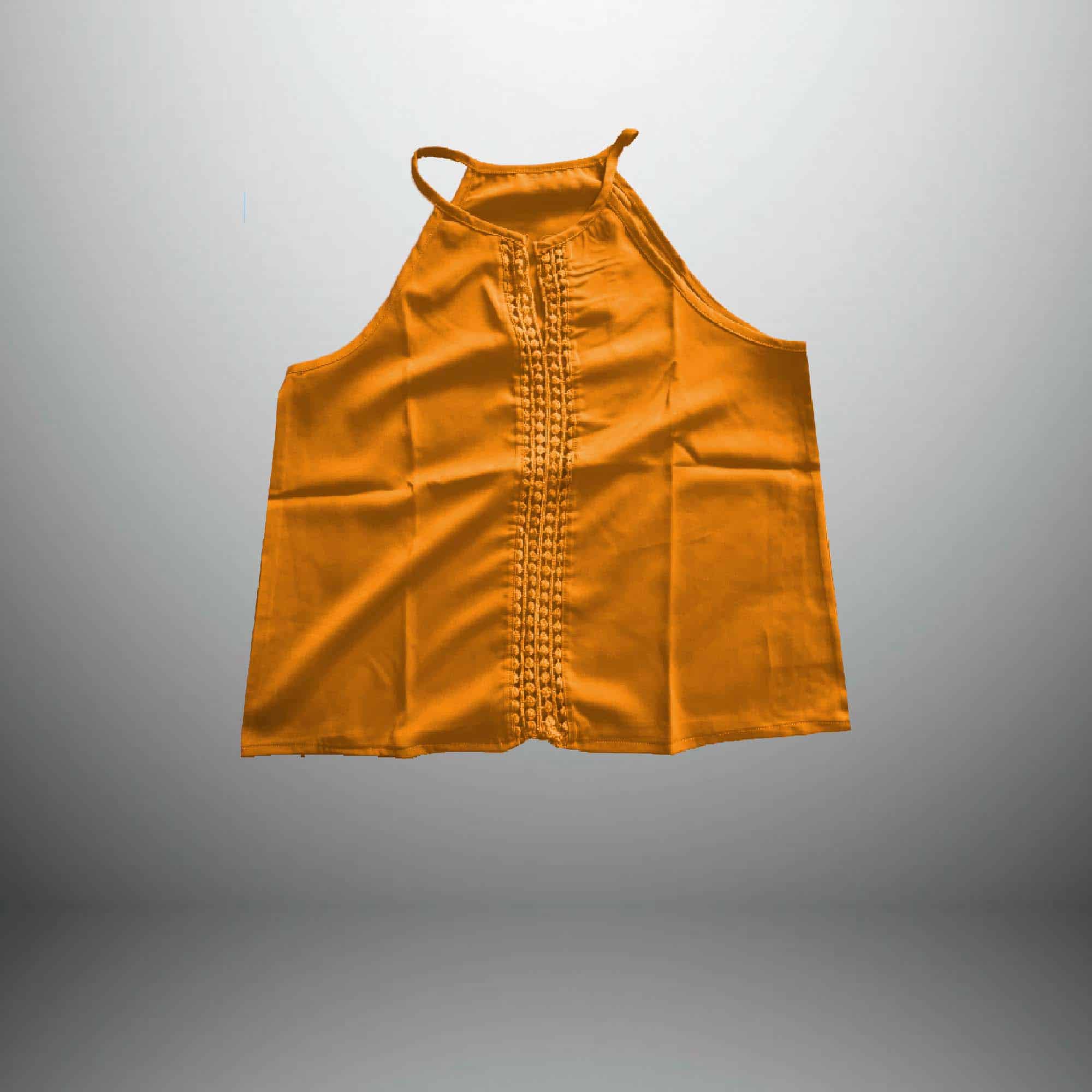Yellow  spaghetti top with lace-RET112