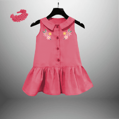 Peter pan collar  A line Dress for Girls-RKFCW414