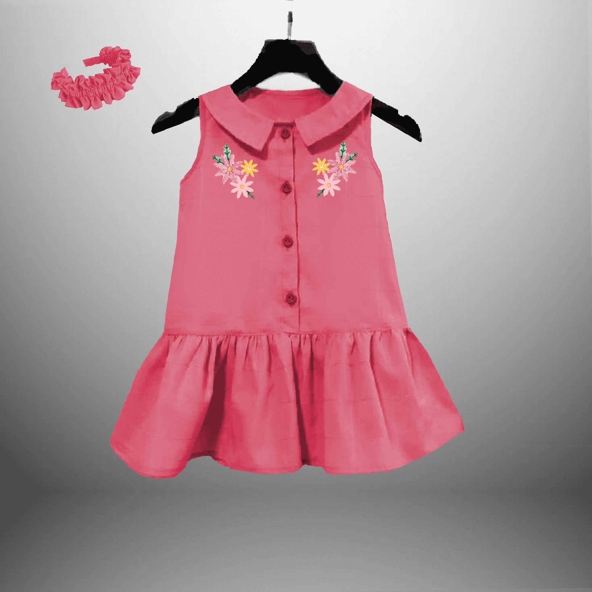 Peter pan collar  A line Dress for Girls-RKFCW414