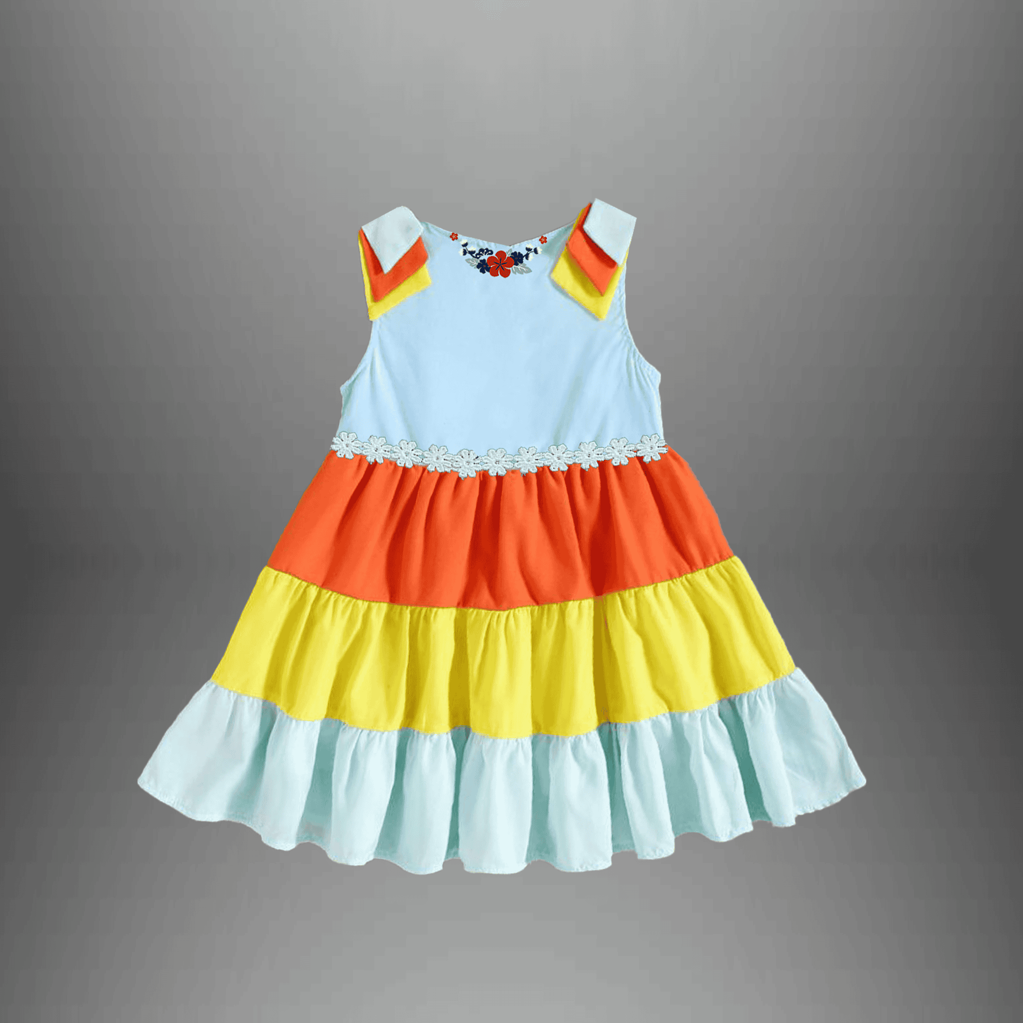 Color blocked Frock for girls-RKFCW419