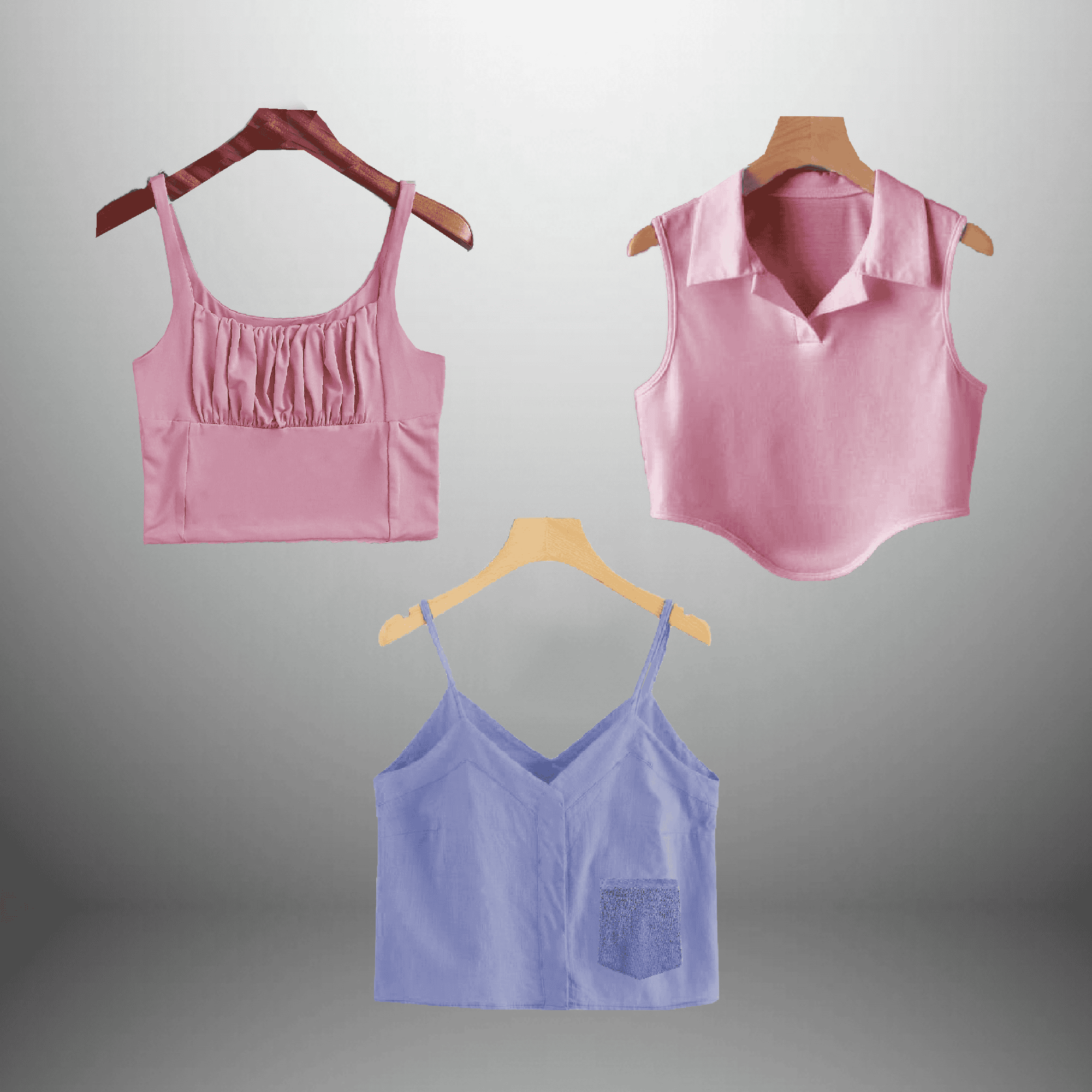 Pack Of 3 Solid Crop Tees  For Women-RKTWCO001