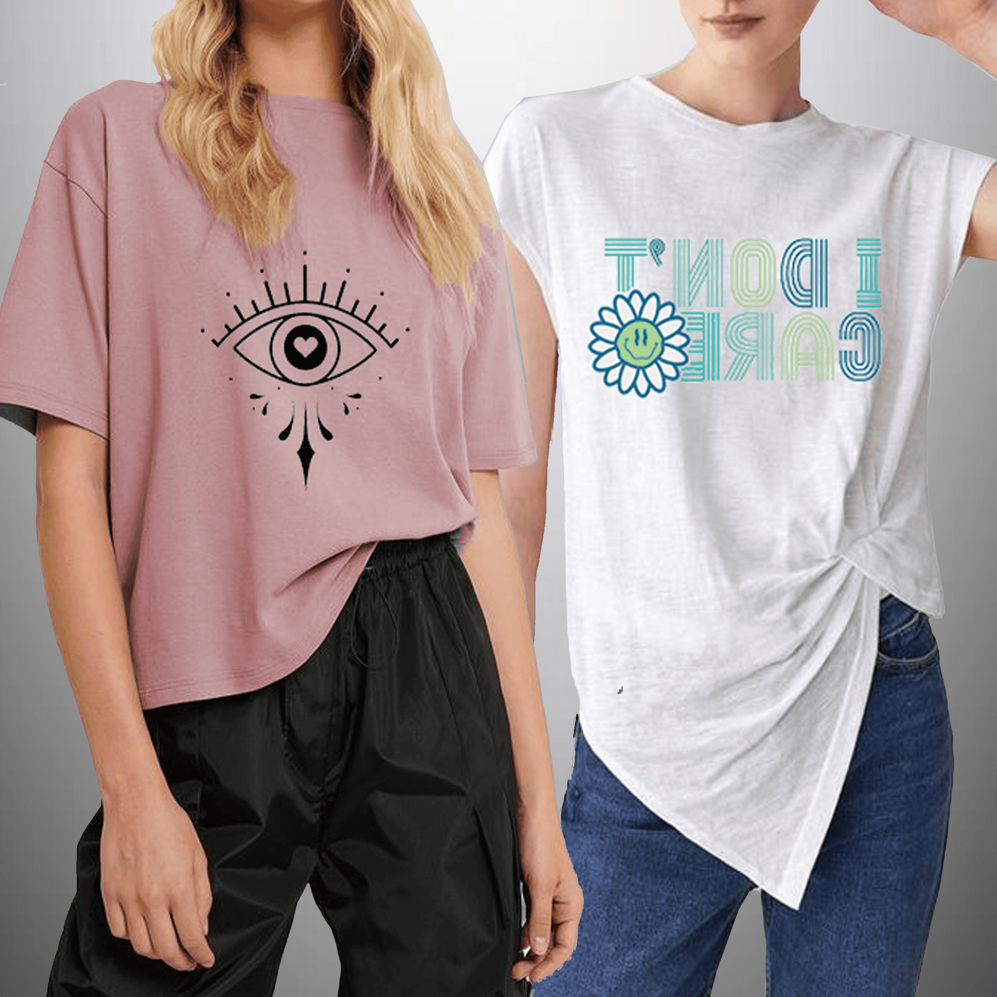 Women's  White And Pink T-Shirts Pack Of 2-RKTWCO006
