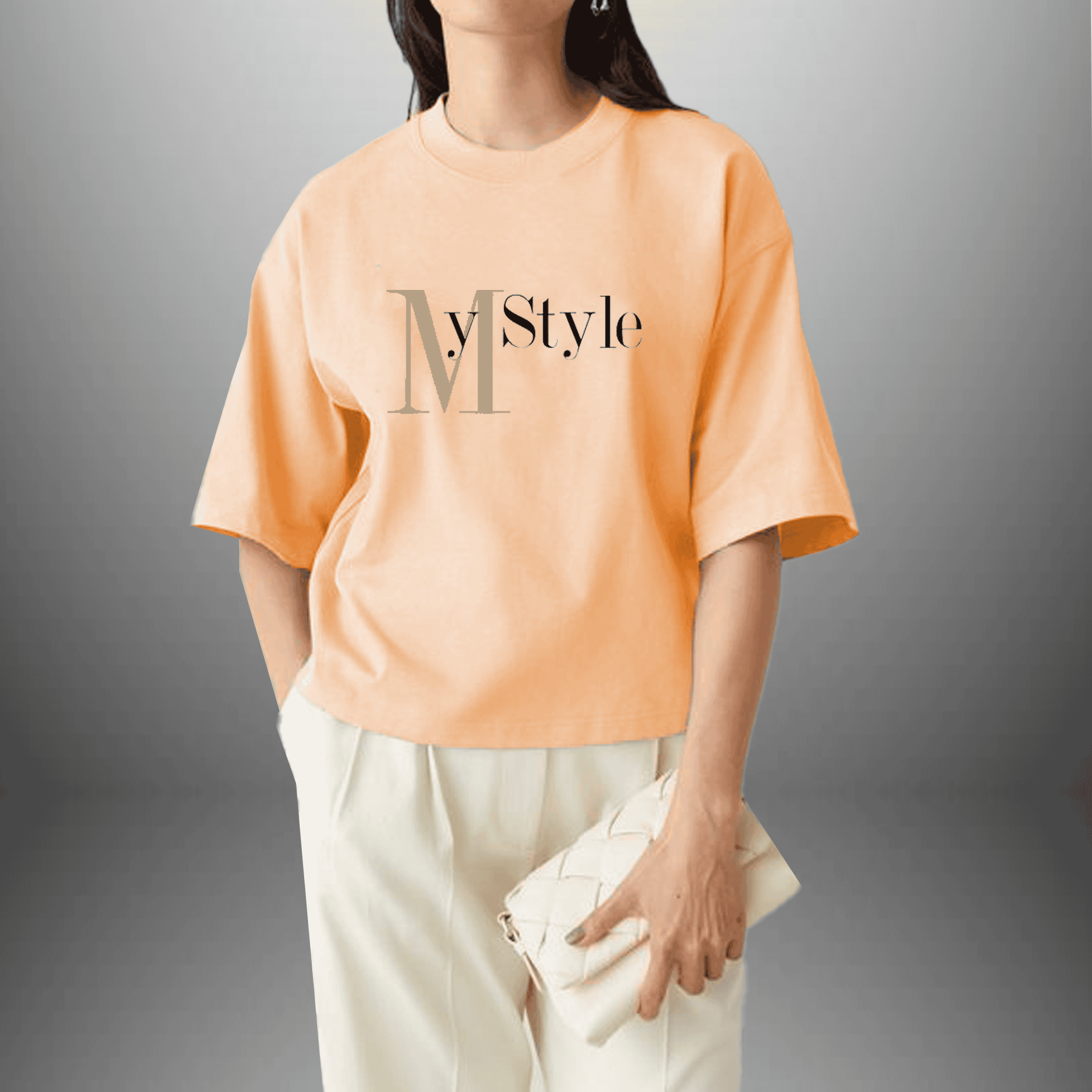 Pack Of 2 Women's Oversized Peach T-Shirt And Solid Black T-Shirt -RKTWCO007
