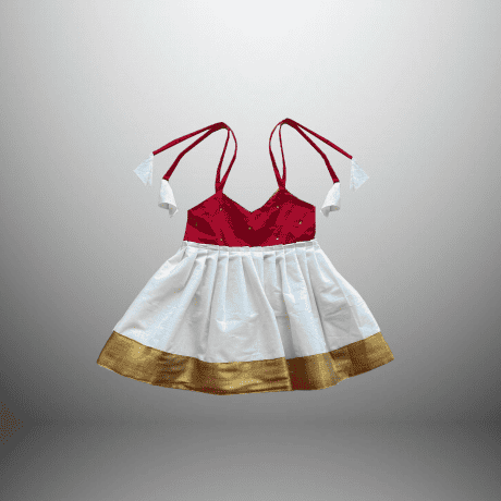 Toddler's pretty marron and off white dress-RKFCTT082