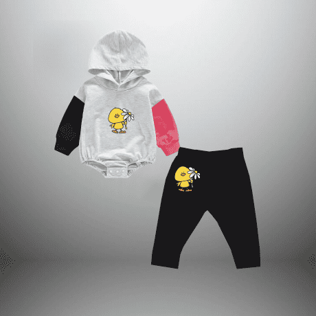 Toddler boy's color blocked sweatshirt with a black trouser with a cute motif-RKFCTT087