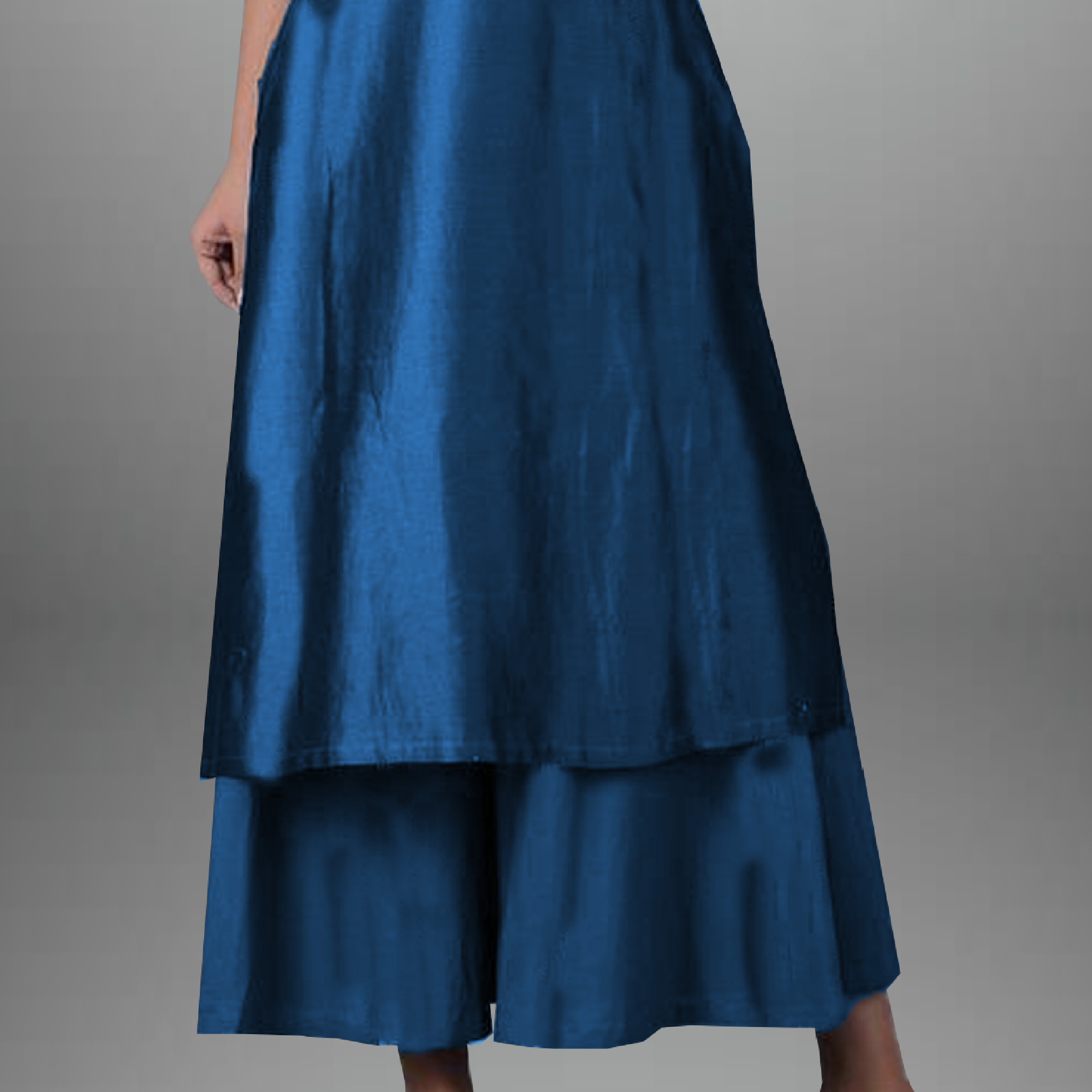 Women's Blue 3/4th sleeve kurti with flared Palazzo-RWKS026