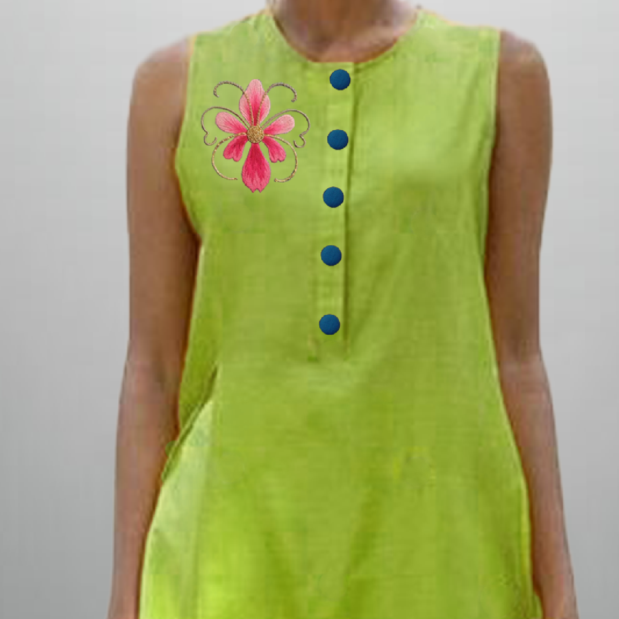 Women's Neon Green Sleeveless kurti with Palazzo-RWKS025