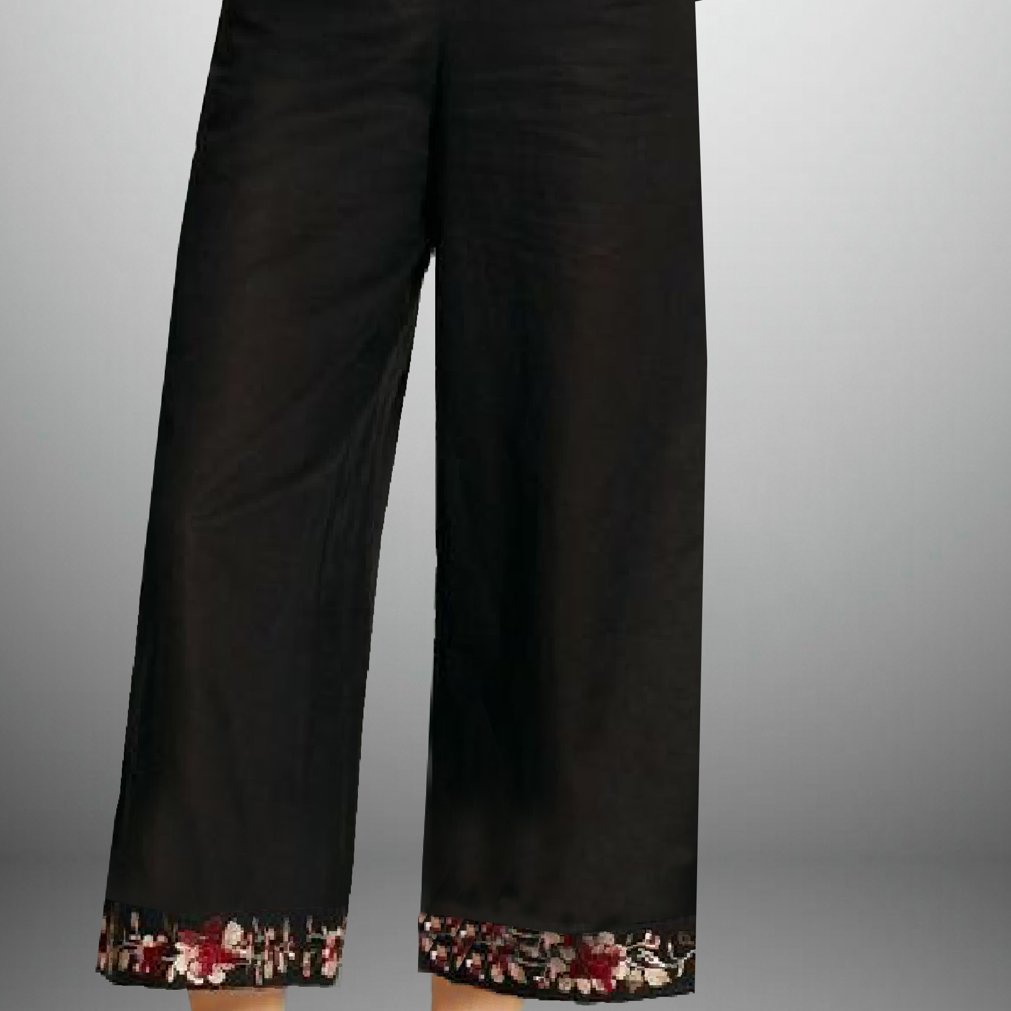Women's black embroidered pant-RCP032