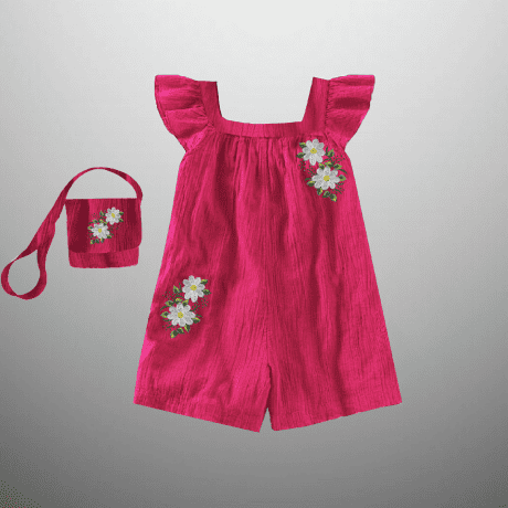 Girl's Pink jumpsuit with a free sling bag-RKFCW486