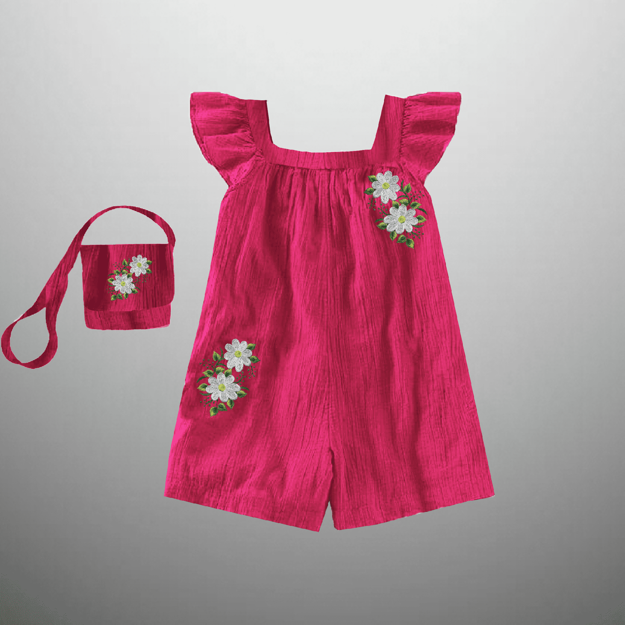 Girl's Pink jumpsuit with a free sling bag-RKFCW486