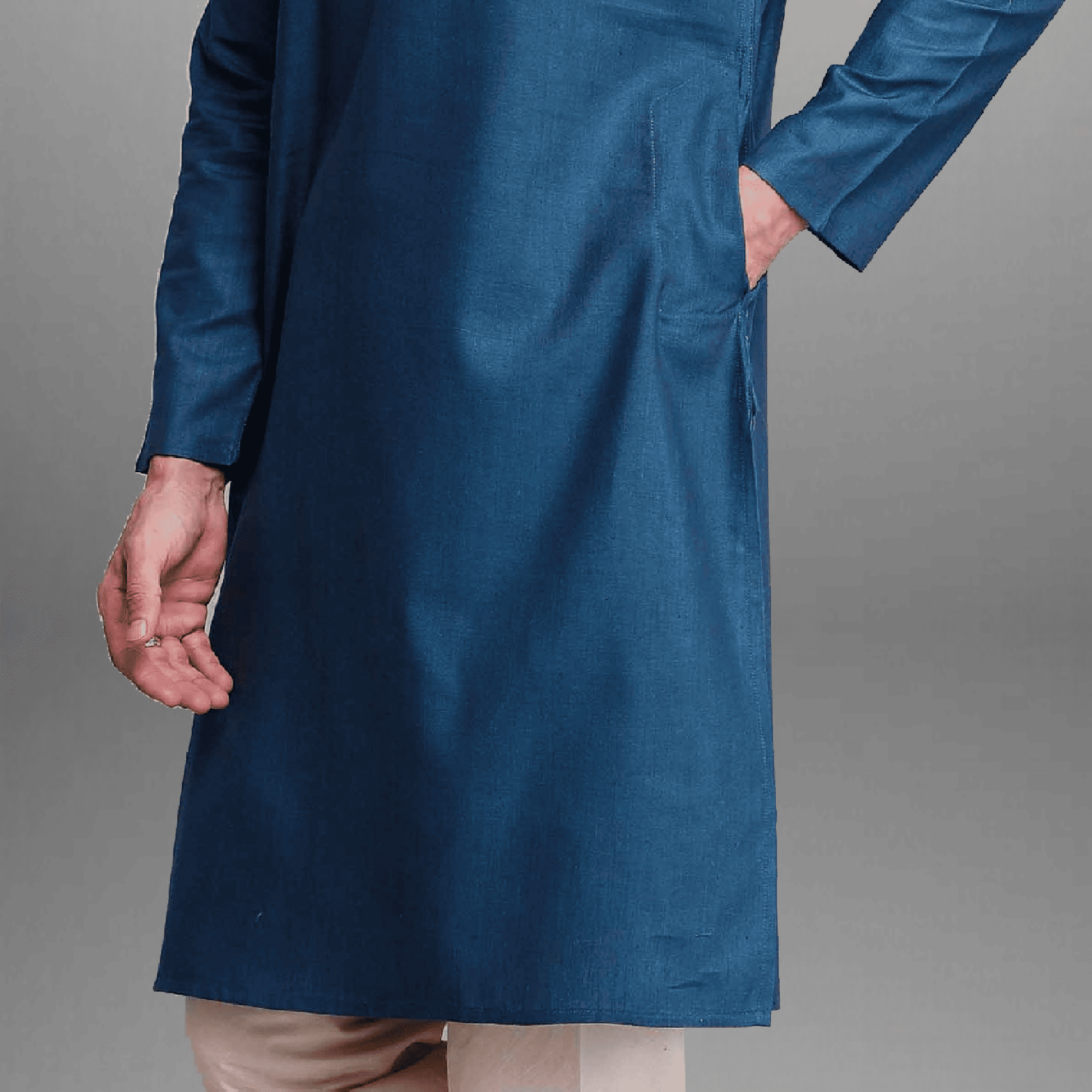 Men's Blue Kurta with embroidery work-RMEK012