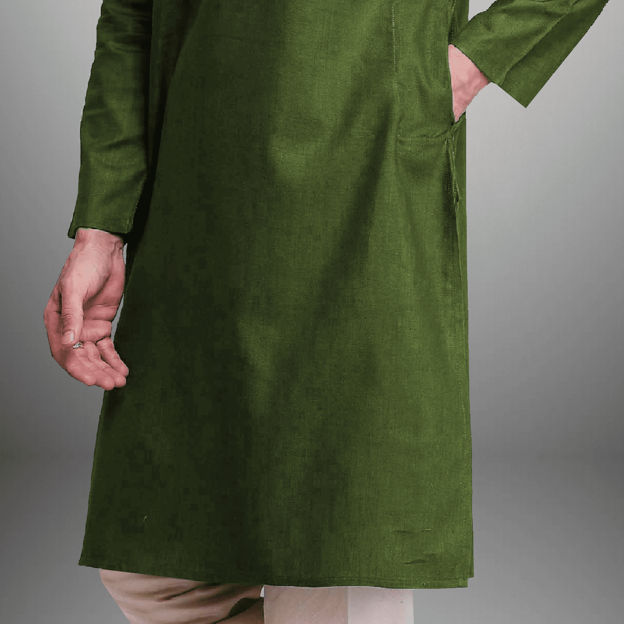 Men's Green Kurta with embroidery work-RMEK011