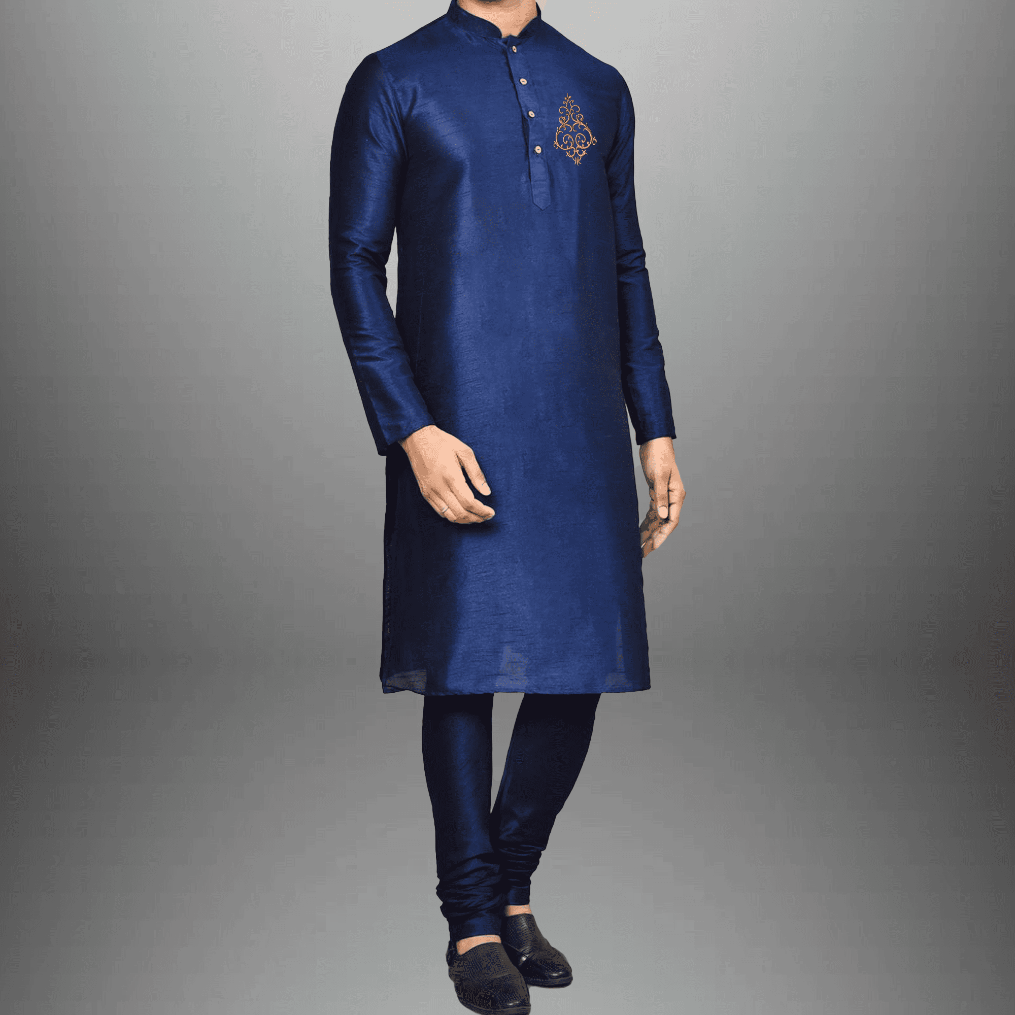 Men's set Royal blue Kurta & pajama-RMEK019