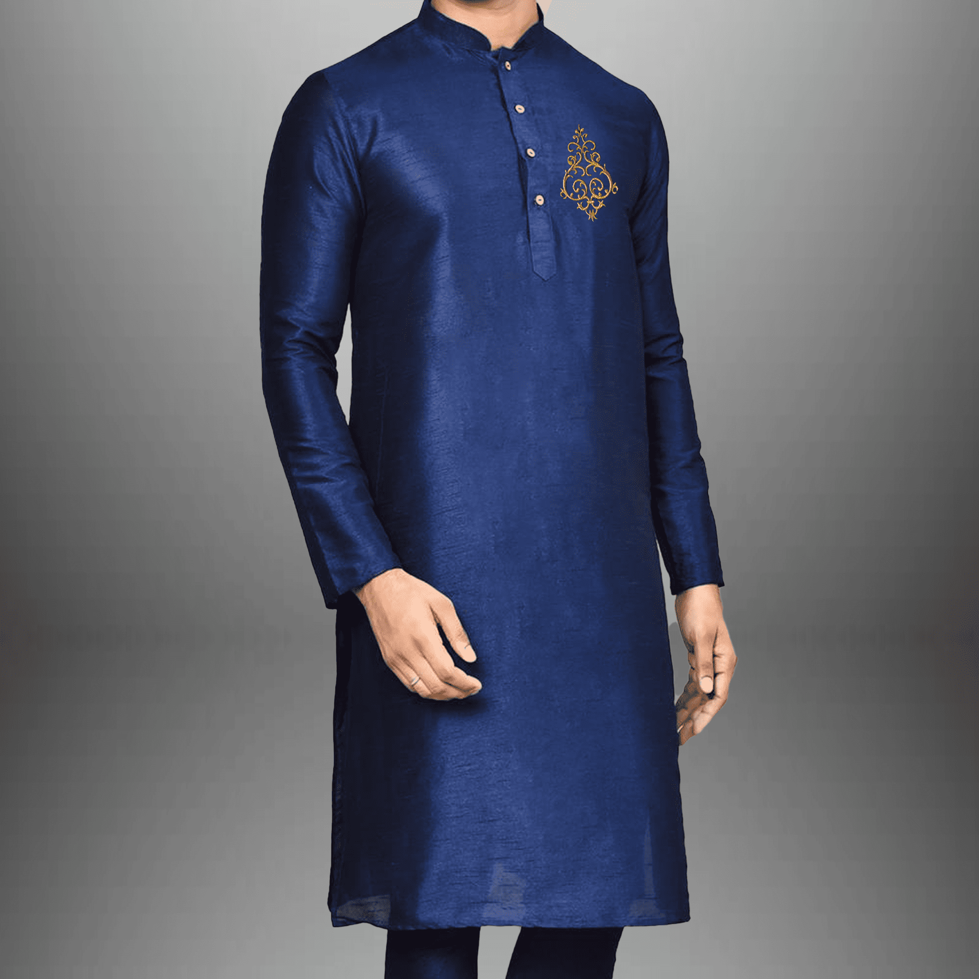 Men's set Royal blue Kurta & pajama-RMEK019