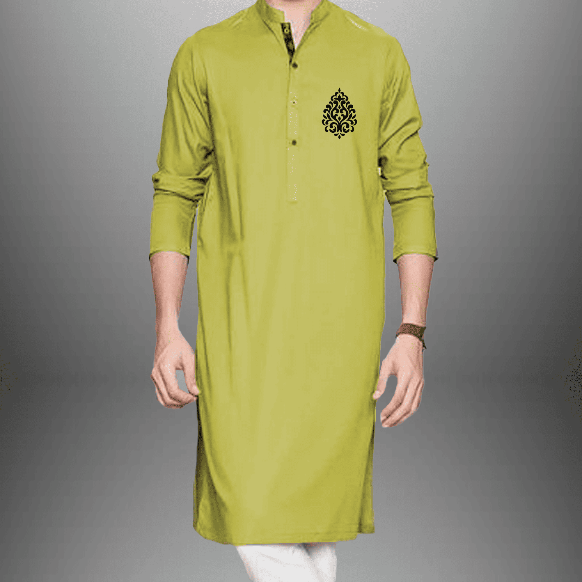 Men's set of light Green Kurta with White Pajama-RMEK020