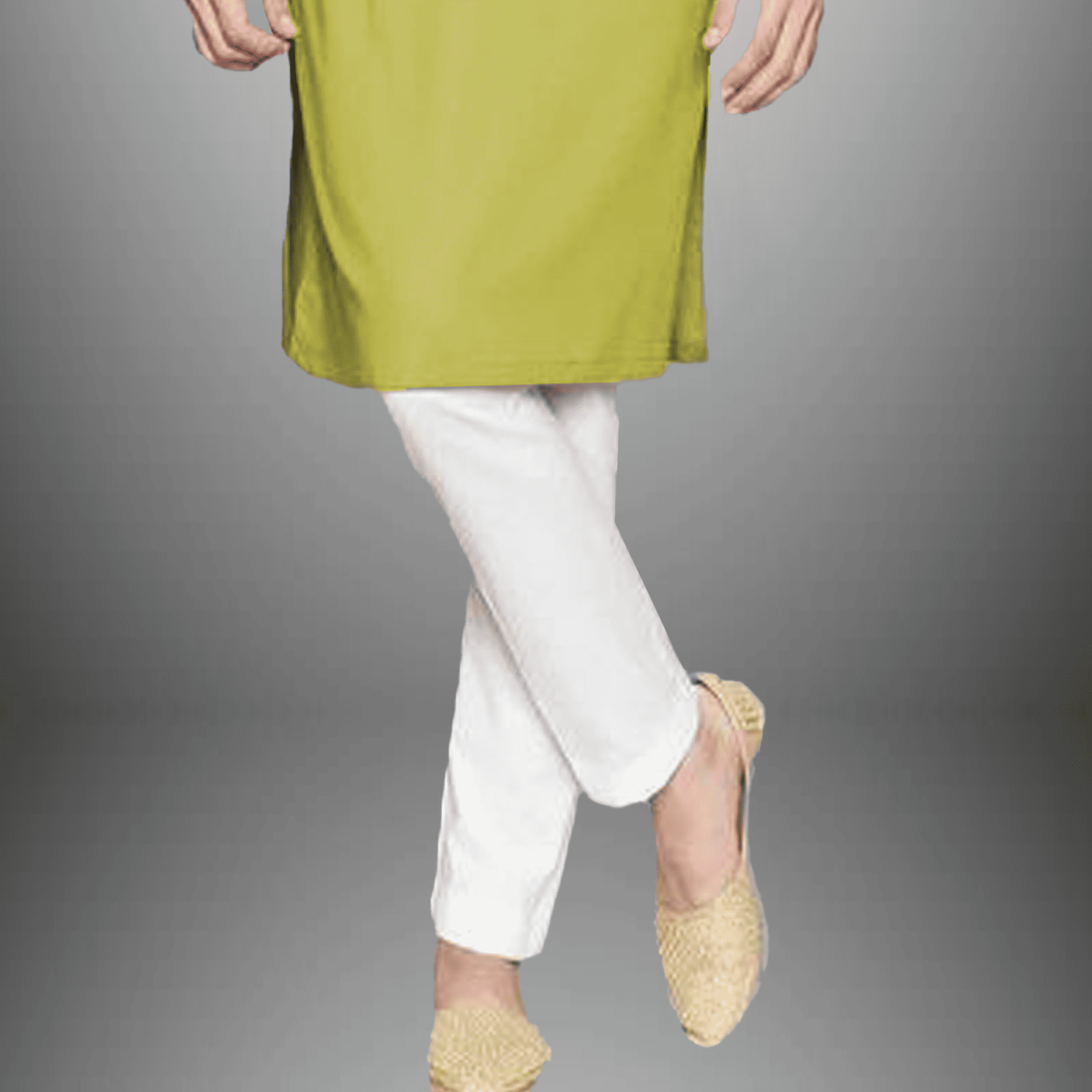 Men's set of light Green Kurta with White Pajama-RMEK020