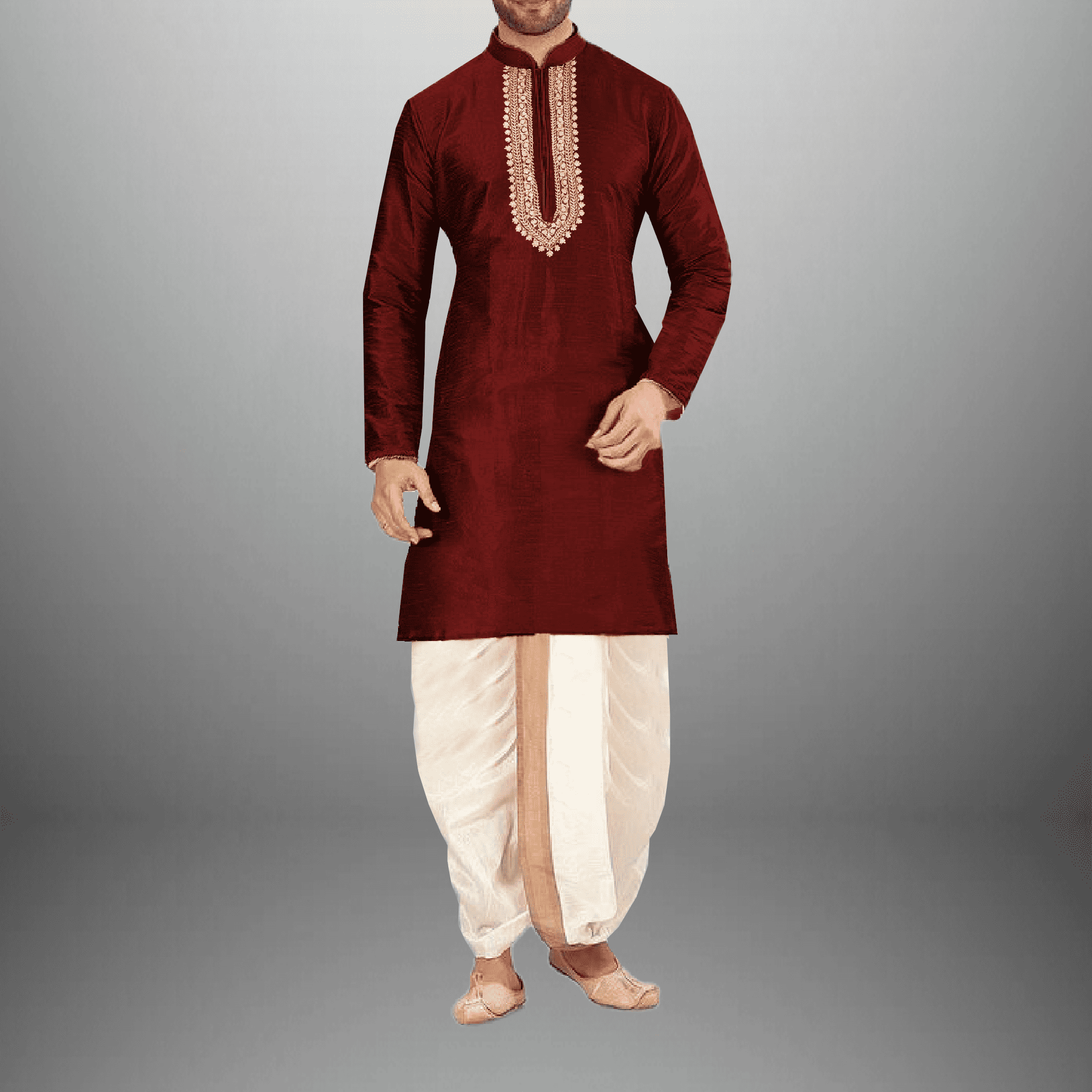 Men's Maroon Kurta with Dhoti-RMEK005